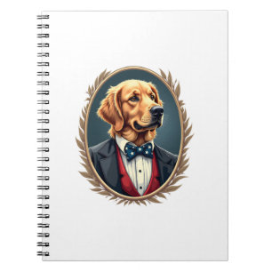 Patriotic Golden Retriever Portrait Vintage Tee 2 Notebook
