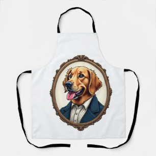 Patriotic Golden Retriever Portrait Vintage Tee Apron