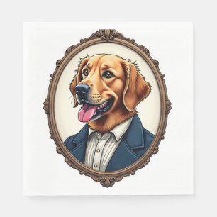 Patriotic Golden Retriever Portrait Vintage Tee Napkin