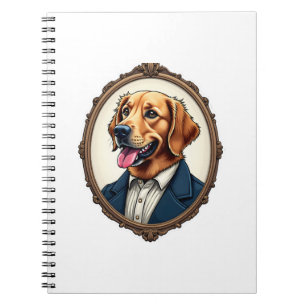 Patriotic Golden Retriever Portrait Vintage Tee Notebook