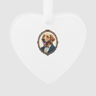 Patriotic Golden Retriever Portrait Vintage Tee Ornament