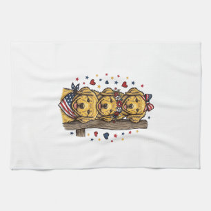 Patriotic Golden Retriever Puppies Vintage Shirt D Kitchen Towel
