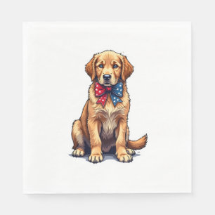 Patriotic Golden Retriever Puppy Vintage Shirt 4 Napkin