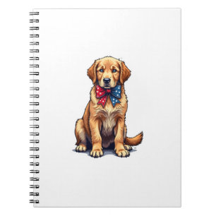 Patriotic Golden Retriever Puppy Vintage Shirt 4 Notebook