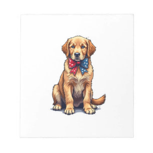 Patriotic Golden Retriever Puppy Vintage Shirt 4 Notepad