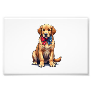 Patriotic Golden Retriever Puppy Vintage Shirt 4 Photo Print