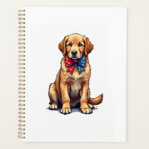 Patriotic Golden Retriever Puppy Vintage Shirt 4 Planner