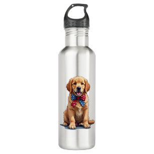 Patriotic Golden Retriever Puppy Vintage Shirt 710 Ml Water Bottle