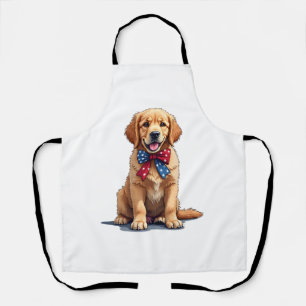 Patriotic Golden Retriever Puppy Vintage Shirt Apron