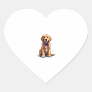 Patriotic Golden Retriever Puppy Vintage Shirt Heart Sticker