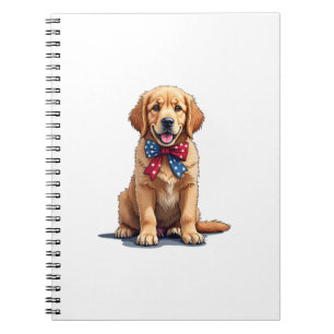 Patriotic Golden Retriever Puppy Vintage Shirt Notebook
