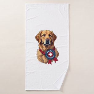 Patriotic Golden Retriever Rescue Vintage Tee 4 Bath Towel