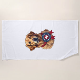 Patriotic Golden Retriever Rescue Vintage Tee 4 Beach Towel