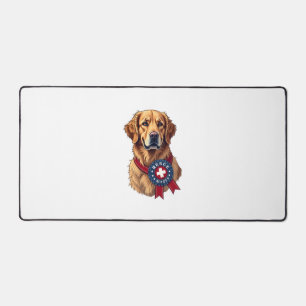 Patriotic Golden Retriever Rescue Vintage Tee 4 Desk Mat