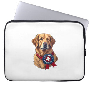 Patriotic Golden Retriever Rescue Vintage Tee 4 Laptop Sleeve