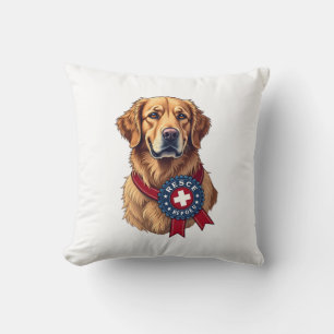 Patriotic Golden Retriever Rescue Vintage Tee 4 Throw Pillow