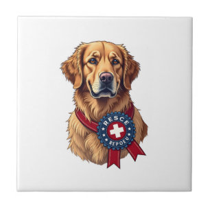 Patriotic Golden Retriever Rescue Vintage Tee 4 Tile