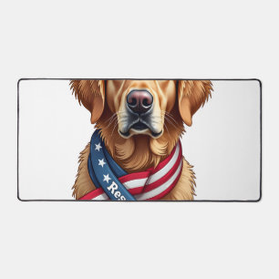 Patriotic Golden Retriever Rescue Vintage Tee Desk Mat