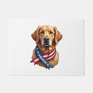Patriotic Golden Retriever Rescue Vintage Tee Doormat