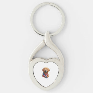 Patriotic Golden Retriever Rescue Vintage Tee Keychain