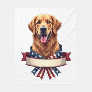 Patriotic Golden Retriever Ribbon Banner Tee 2 Fleece Blanket