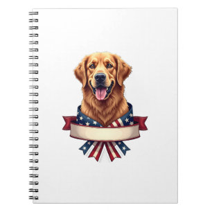 Patriotic Golden Retriever Ribbon Banner Tee 2 Notebook