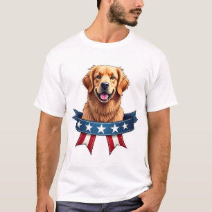 Patriotic Golden Retriever Ribbon Bridge Tee