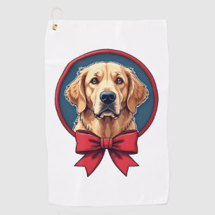 Patriotic Golden Retriever Ribbon Halo Shirt Golf Towel