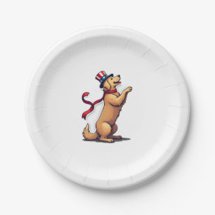 Patriotic Golden Retriever Rising Profile Tee 3 Paper Plate