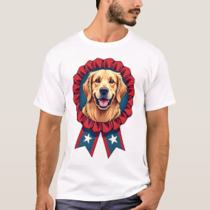 Patriotic Golden Retriever Rosette Vintage Shirt 2