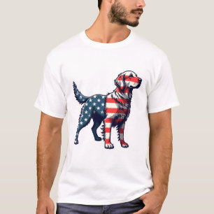 Patriotic Golden Retriever Silhouette Vintage Tee 