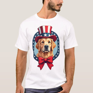 Patriotic Golden Retriever Soft Crest Vintage Tee