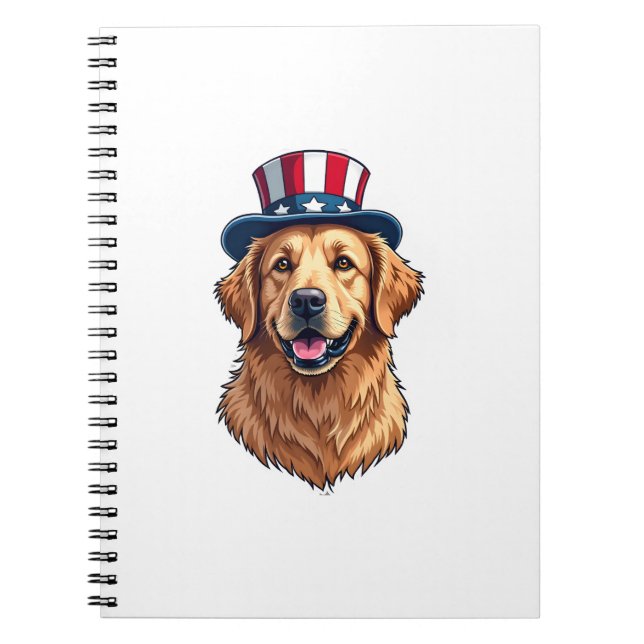Patriotic Golden Retriever Split Frame Tee 2 Notebook (Front)