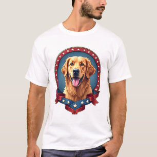 Patriotic Golden Retriever Tribute Crest Tee