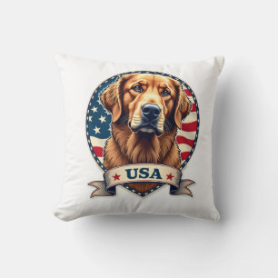 Patriotic Golden Retriever USA Vintage Shirt 2 Throw Pillow
