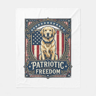Patriotic Golden Retriever Vector Graphic Tee_1 Fleece Blanket