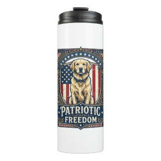Patriotic Golden Retriever Vector Graphic Tee_1 Thermal Tumbler