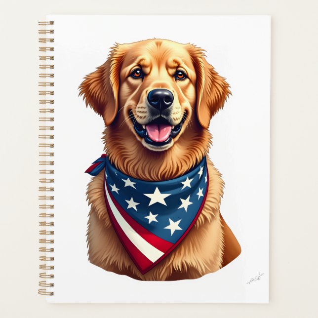 Patriotic Golden Retriever Vintage Engraving Shirt (Devant)