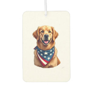 Patriotic Golden Retriever Vintage Engraving Shirt Air Freshener
