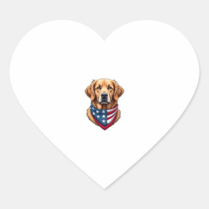 Patriotic Golden Retriever Vintage Engraving Shirt Heart Sticker