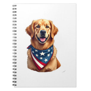 Patriotic Golden Retriever Vintage Engraving Shirt Notebook