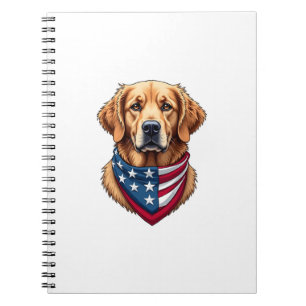 Patriotic Golden Retriever Vintage Engraving Shirt Notebook
