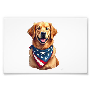 Patriotic Golden Retriever Vintage Engraving Shirt Photo Print