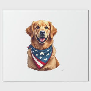 Patriotic Golden Retriever Vintage Engraving Shirt Wrapping Paper