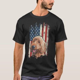 Patriotic Goldendoodle American Flag Dog Men Wome T-Shirt