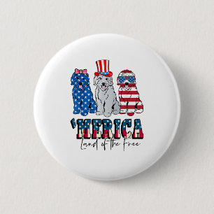 Patriotic Goldendoodle Dog 4th of July America USA 2 Inch Round Button