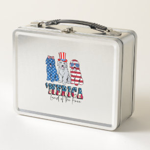 Patriotic Goldendoodle Dog 4th of July America USA Metal Lunch Box