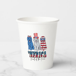 Patriotic Goldendoodle Dog 4th of July America USA Paper Cups