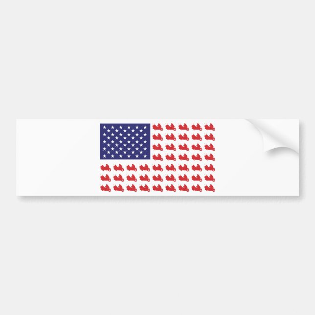 Patriotic Goldwing Motorcycle Bumper Sticker (Front)