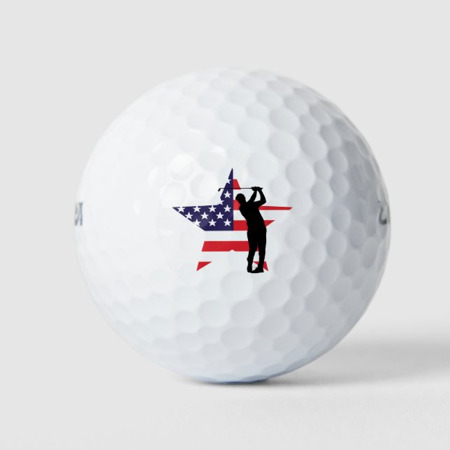 Patriotic Golf Balls with American Flag (Front)